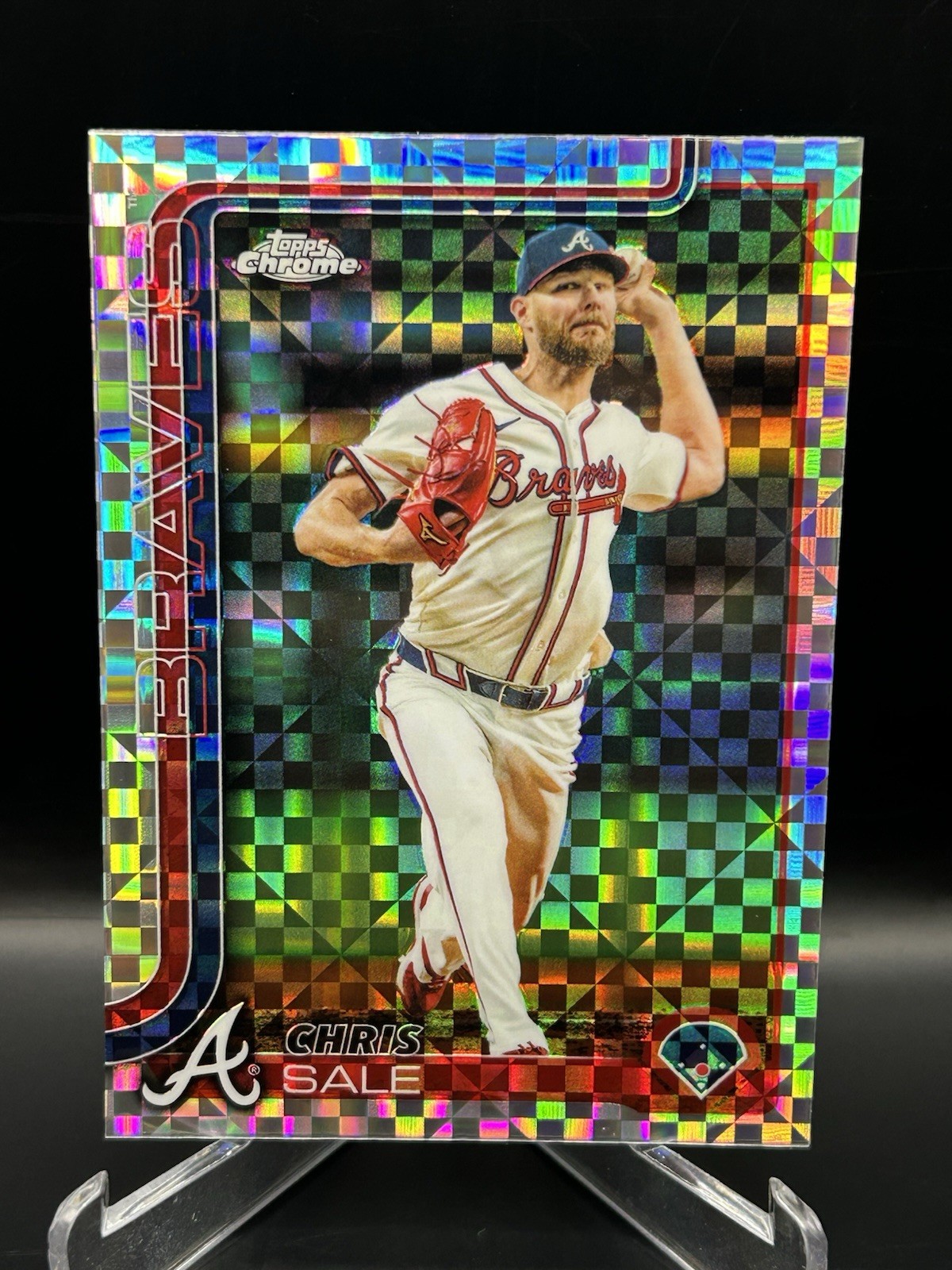 2025 Topps Chrome Chris Sale #182 X-Fractor Atlanta Braves