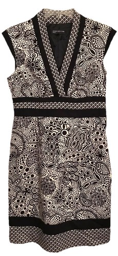 Jones New York Sleeveless Dress Sheath Stretch Dress Black Tan Size 8
