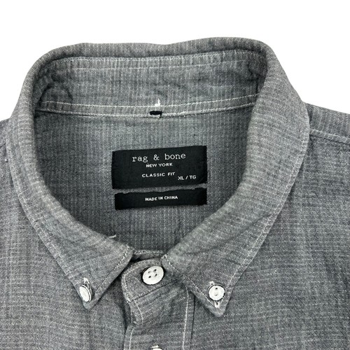 Rag & Bone Shirt Mens XL Gray Classic Fit Short Sleeve Button Down Casual - Picture 4 of 7