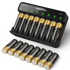 16 Pack 2800mAh AA Rechargeable Batteries 1.2V Ni-MH with 8-Bay Smart Charger 1.94 per gallon