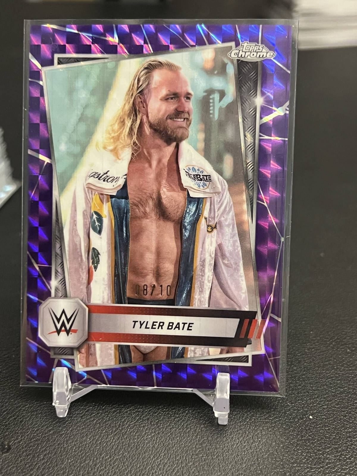 Tyler Bate 2025 Topps Chrome WWE Geometric Purple /10 SSP