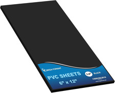 Expanded PVC Plastic Sheets - 6" X 12" Rigid Black Sheet for Crafts, Signage, 