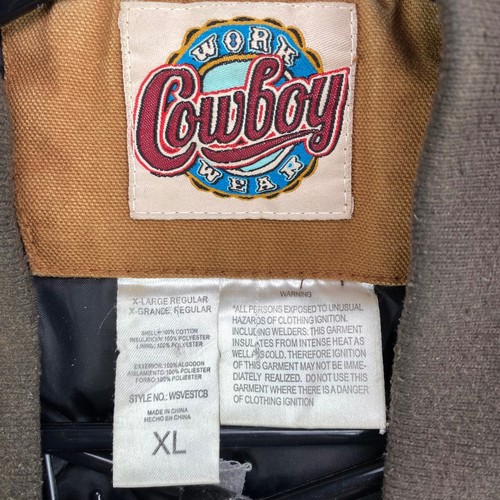 Cowboy Work Wear Vest Mens XL Tan Brown Utility Full Zip Pockets Cotton Blend - Picture 2 of 7