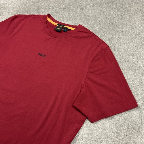 Hugo Boss Hemd Herren XL Relaxed Fit Rot Rundhals Tee Baumwolle Stretch Freizeit