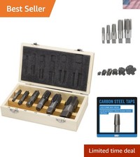 Professional Grade 6-Piece NPT Pipe Tap Set with Wooden Storage Case for Repair