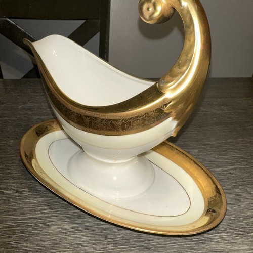 Hutschenreuther Selb Bavaria 18KG Oro Gravy Bowl Placa Adjunta Porcelana - Imagen 3 de 6