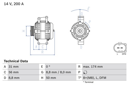 Alternator fits MERCEDES E200 W211 2.2D 02 to 06 OM646.951 Bosch A0111549802 - Picture 2 of 9