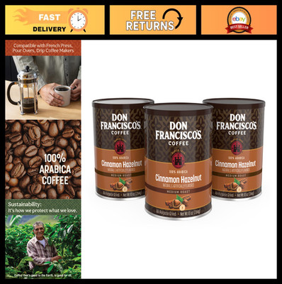Cinnamon Hazelnut Ground Coffee - Rich 100% Arabica Medium Roast - 30 oz Total