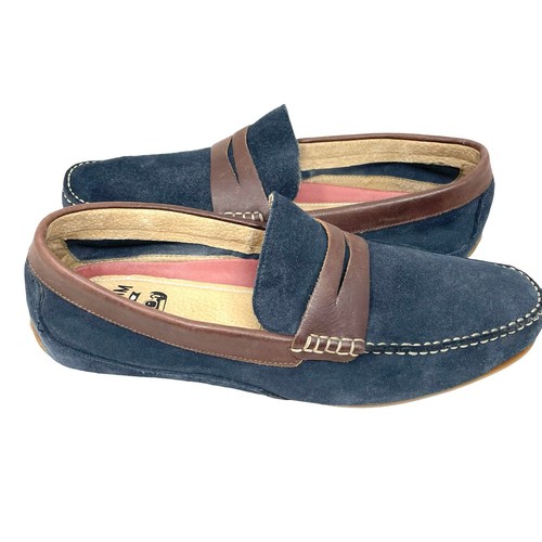 Florsheim Denison Driver Moccasin Penny Loafer Navy Suede Leather Size 14 M - Picture 3 of 12