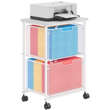 Letter/Legal Rolling File Cabinet, Rolling File Cart with 2 Drawers Filing Ca...