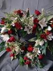 FAUX Red And White Heart Wreath – Lily & Rosebud Front Door WREATH Wedding Decor