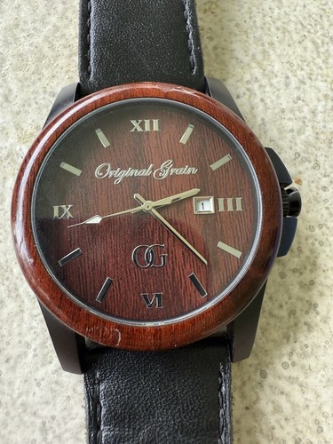 Mens Original Grain OG Classic 43 mm Black Leather Strap Watch H2 - Picture 3 of 17