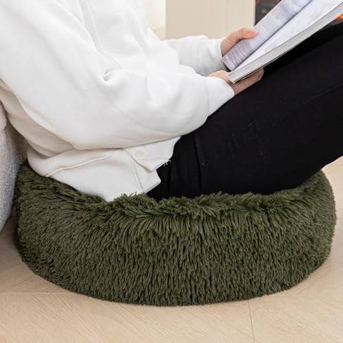 Soft Floor Pillow Large Floor Cushion for Sitting Fur Meditation Pillow Green - Bild 2 von 6