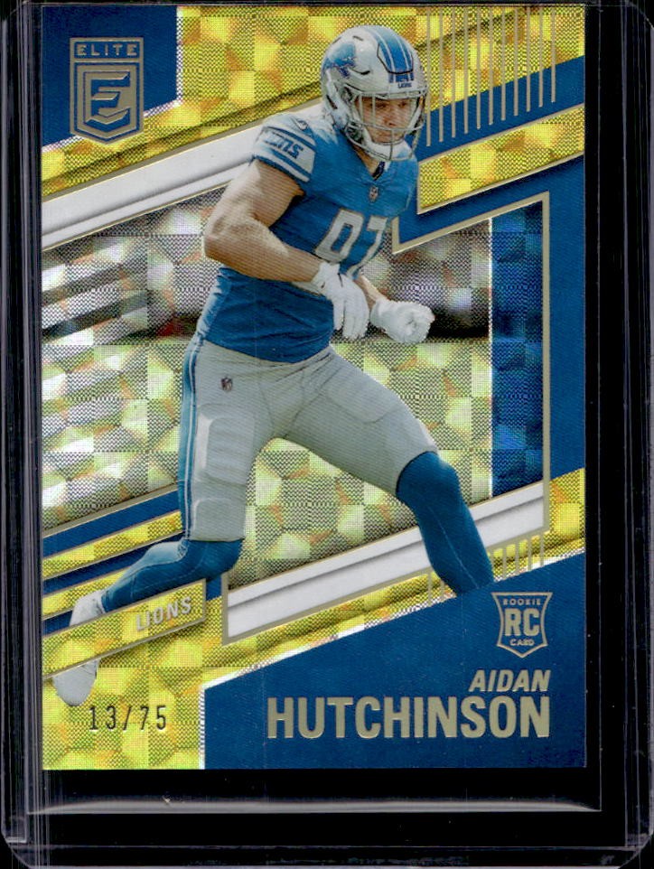 2022 Donruss Elite Aidan Hutchinson RC Yellow Rookie #13/75 Lions