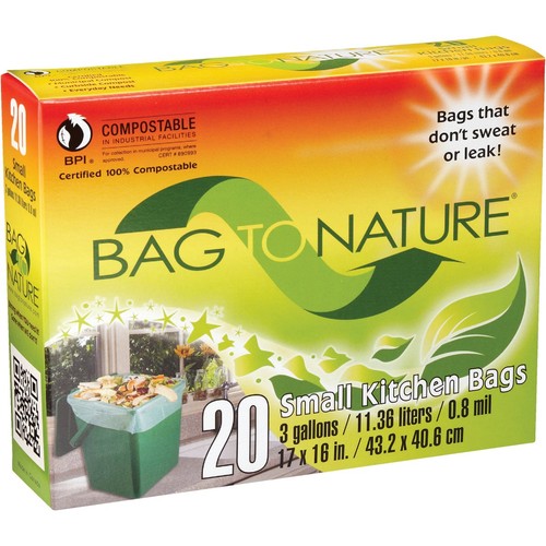 Bag-To-Nature 3 Gal. Compostable Green Trash Bag (20-Count) 41201 Bag to Nature - Imagen 2 de 3