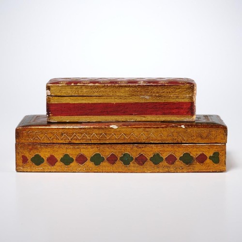Vintage Gilded Wood Stamp and Trinket Box Florentine Italy 2 pc set Iris Apfel - Picture 3 of 8
