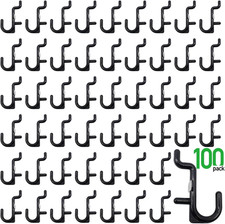 Pegboard Hooks Kit 100PC Black J Style Pegboard Hooks for 1/4 Inch Hole Boards