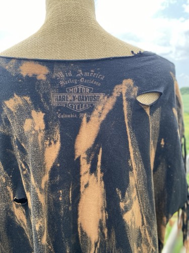 Handmade Harley Davidson Lucky Fringe Tee Size XL Black W/ Horseshoe And Clover - Bild 8 von 11