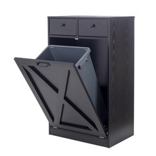13 Gallons Tilt Out Trash Cabinet, Hidden Trash Can Cabinet Wooden Free Stand...