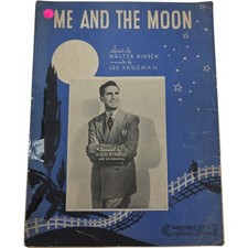 Me And The Moon 1936 Vintage Piano Guitar Sheet Music Cover Art Dick Stabile