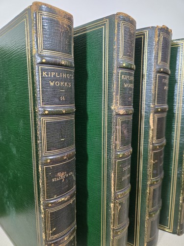 The Works of Rudyard Kipling 23 Vols SIGNED 1914 Leather Binding W/ Watermark - Bild 23 von 24