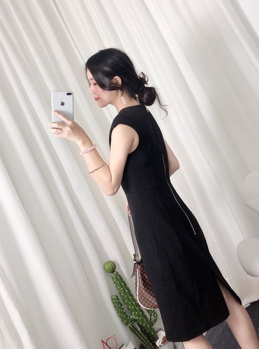 Womens Round Neck Sleeveless Minimalist OL Fashion Slim Fit Formal Midi Dress - Bild 7 von 13