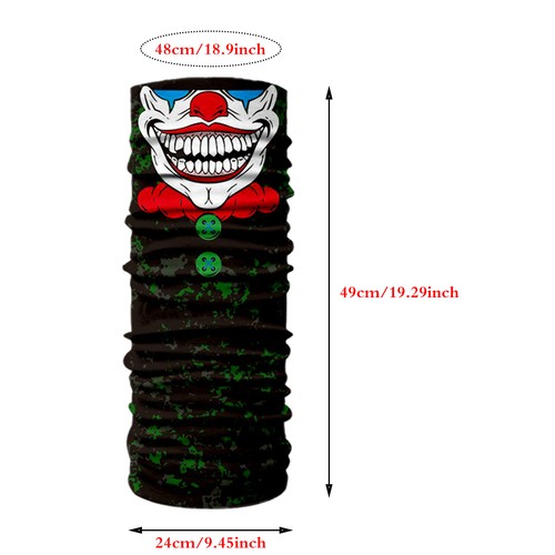 Calavera Joker Payaso Cuello Polaina Bufanda Disfraces Halloween Máscara Facial Pasamontañas - Imagen 2 de 10