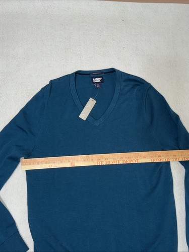 Neu Lands' End 100 % Supima Baumwolle See aquablau V-Ausschnitt Pullover Herren Small - Bild 4 von 9