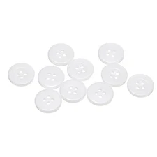 10pcs Sewing Buttons 11/16" Resin Round Flat 4-Hole Craft DIY Buttons, White