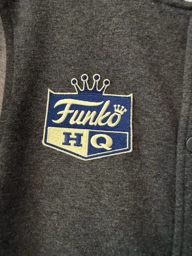 Freddy Funko Mens Letterman Jacket XS HQ Headquarters Gray Varsity Snap Coat image 5