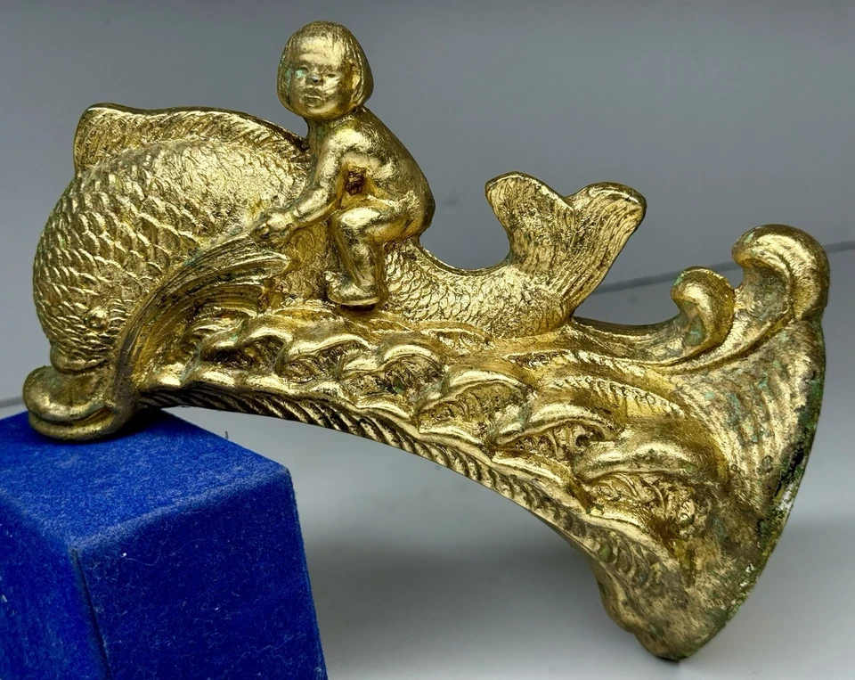 2 件复古艺术装饰金锦鲤鱼浴盆喷嘴好莱坞摄政浴室 3/4 英寸 — 第 3/4 张图片