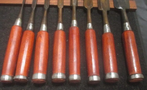 Japanese Chisel Nomi Carpenter Tool Set of 8 Hand Tool wood working used - Picture 8 of 10