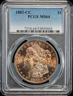 1882-CC Morgan Silver Dollar $1 PCGS MS64  Obverse Copper Toned