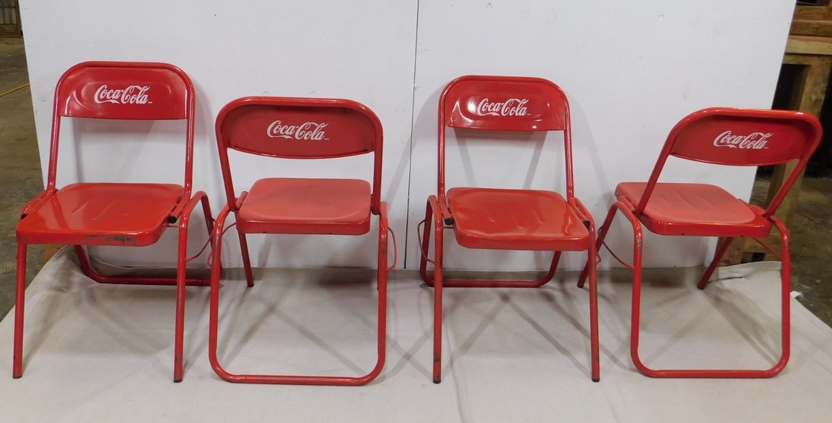 Set of 4 Coca Cola Metal Stackable Chairs-Mexican-Restaurant-Bar