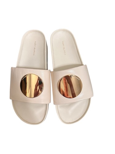 NWOT Tory Burch Patos Platform Slide Sandals - New Ivory with Gold Medallion 7