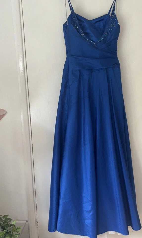 Beautiful Jora Collection Beaded & Sequinned Blue Prom/ Evening Dress 2XS - Image 3 of 4