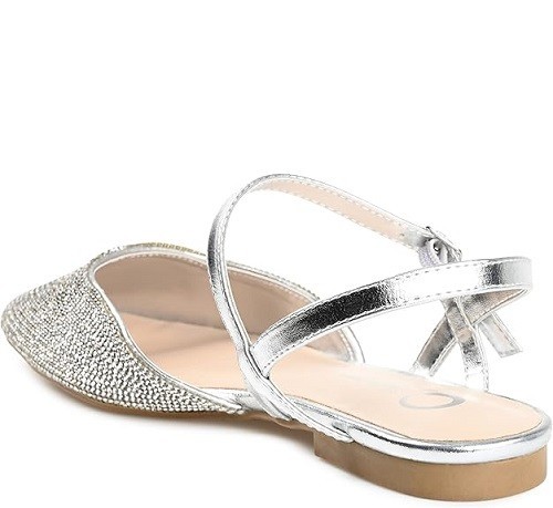 Journee Collection Women's Nysha Narrow Buckle Square Flats, Silver Size 7M - Picture 3 of 4