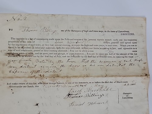 1880s Town payment invoice bill 1836 May 27 Lunenburg MA road repair snow labor - Picture 3 of 9
