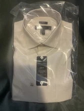 Pronto Uomo Men's Dress Shirt Non-Iron Slim Fit 100% Cotton Ivory 15.5 34/35