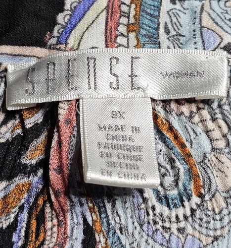 Spense Womens Plisse Paisley Button Up Blouse Multicolor Bell Sleeves Plus Sz 2X - Picture 4 of 5