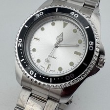 VTG Accutime Japan Quartz Watch Men Silver Bl...