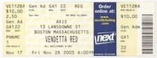 Vendetta Red 11/28/03 Boston MA Axis Club Concert Rare Ticket!