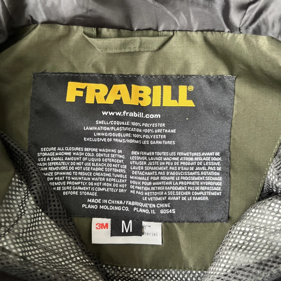 Jaqueta de chuva Frabill masculina pesca média verde oliva 3M reflexiva com capuz utilitário - Imagem 2 de 4