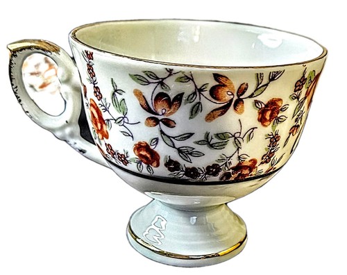 Vintage 1950-60er C8814 Muster orange Blumen mit Goldrand Napcoware Demitasse - Bild 5 von 11