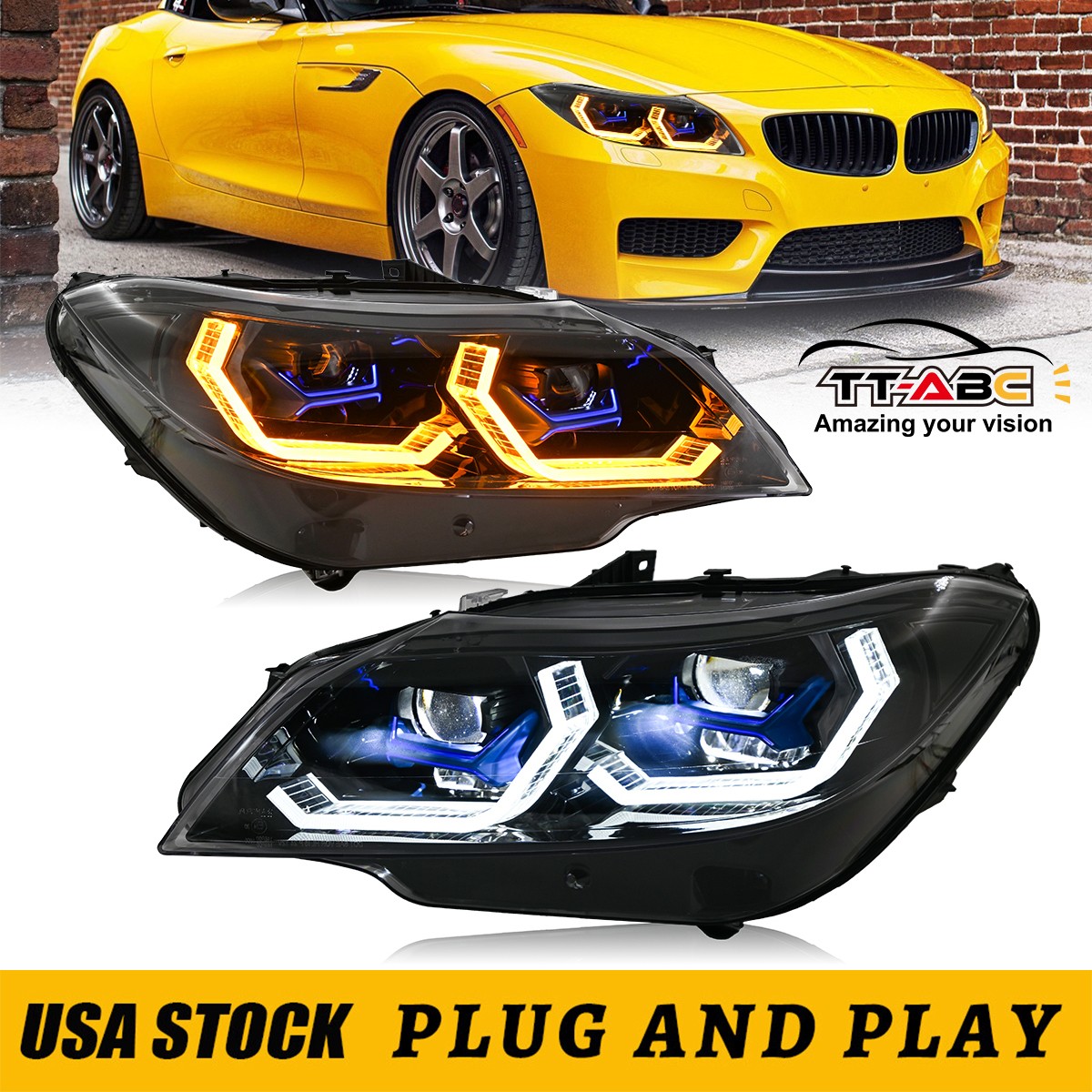 2x LED Headlights For BMW Z4 E89 2009-2016 Front Lamps Assembly Turn Singal