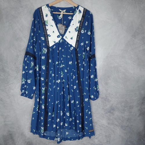 Matilda Jane Dress Womens Medium Blue Floral Boho Prairie Long Sleeve Babydoll - Picture 1 of 17
