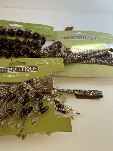 Lot of 3 Chic Boutique Beaded Fringe/Trim Sewing Costume /Crafts Partial Pack - Picture 10 of 12