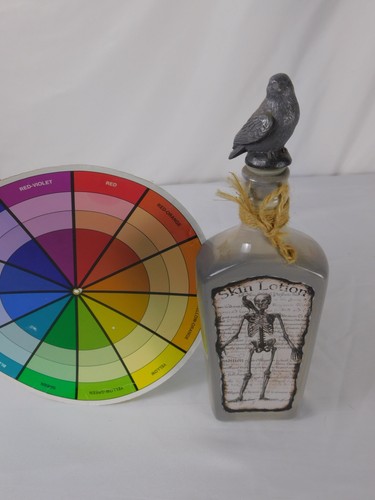 Halloween Apothecary Bottle Skull Skeleton Raven Decor Skin Lotion Prop 12" - Picture 3 of 7