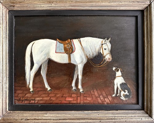 Heinrich Sperling oil painting Fast Friends Arabian Horse and Dog - Picture 3 of 6