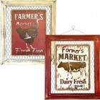 Farmers Market 2 Framed Wall Art Signs Fresh Milk Eggs Cow Chicken Farmhouse NEW